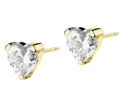 Złote kolczyki z cyrkoniami - serca