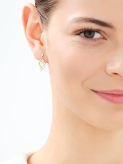 Złote kolczyki z cyrkoniami - liście