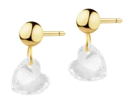 Złote kolczyki z cyrkoniami - serca