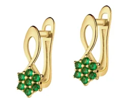 Złote kolczyki z cyrkoniami - kwiaty