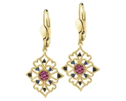 Złote kolczyki z cyrkoniami - rozety