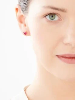 Złote kolczyki z cyrkoniami - serca