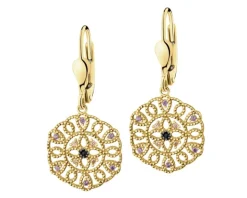 Złote kolczyki z cyrkoniami - rozety