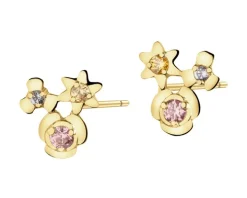 Złote kolczyki z cyrkoniami - kwiaty