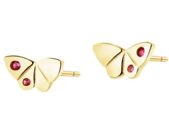 Złote kolczyki z cyrkoniami - motyle