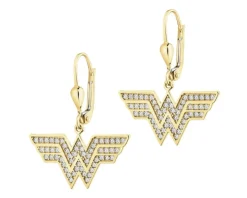 Złote kolczyki z cyrkoniami - DC, Wonder Woman, Warner Bros. Discovery