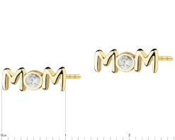 Złote kolczyki z cyrkoniami - mama