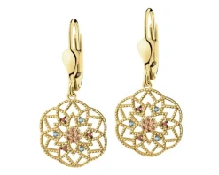 Złote kolczyki z cyrkoniami - rozety