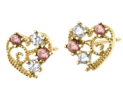 Złote kolczyki z cyrkoniami - serca