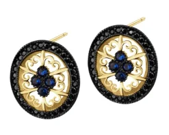 Złote kolczyki z cyrkoniami - rozety