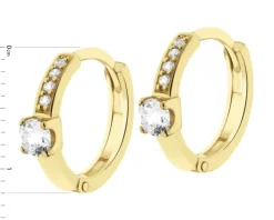 Złote kolczyki z cyrkoniami - koła, 12 mm