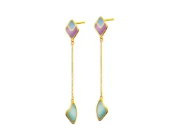 Złote kolczyki z emalią