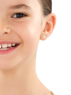 Złote kolczyki z emalią - delfiny