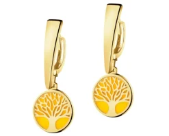 Złote kolczyki z emalią - drzewka