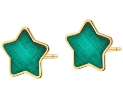 Złote kolczyki z emalią - gwiazdy