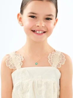 Złote kolczyki z emalią - kwiaty