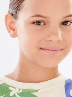 Złote kolczyki z emalią - kwiaty