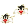 Złote kolczyki z emalią - Looney Tunes, Sylvester, Warner Bros. Discovery