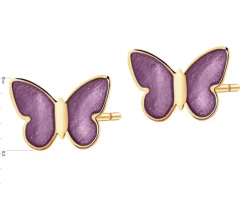 Złote kolczyki z emalią - motyle
