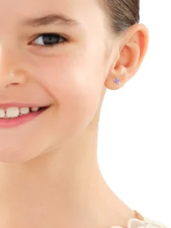 Złote kolczyki z emalią - rozgwiazdy