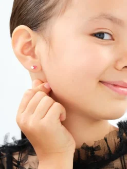 Złote kolczyki z emalią - serca