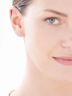 Złote kolczyki z emalią - serca