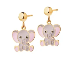Złote kolczyki z emalią - słonie
