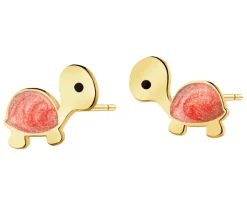 Złote kolczyki z emalią - żółwie