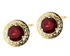 Złote kolczyki z granatami