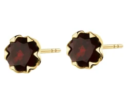 Złote kolczyki z granatami