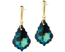 Złote kolczyki z kryształami syntetycznymi