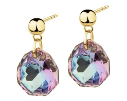 Złote kolczyki z kryształami syntetycznymi