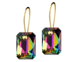 Złote kolczyki z kryształami syntetycznymi