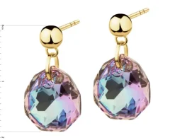 Złote kolczyki z kryształami syntetycznymi