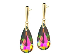 Złote kolczyki z kryształami syntetycznymi