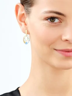 Złote kolczyki z kryształami syntetycznymi