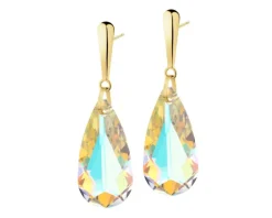 Złote kolczyki z kryształami syntetycznymi