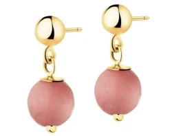 Złote kolczyki z kwarcami - kulki