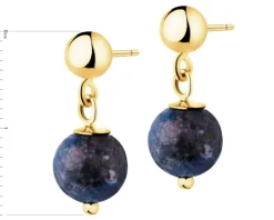 Złote kolczyki z lapisami - kulki