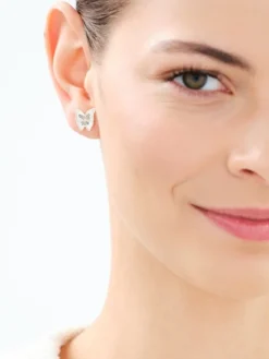 Złote kolczyki z masą perłową - motyle