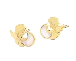 Złote kolczyki z masą perłową - aniołki