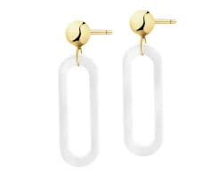 Złote kolczyki z masą perłową