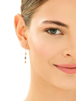 Złote kolczyki z onyksami syntetycznymi - gwiazdy