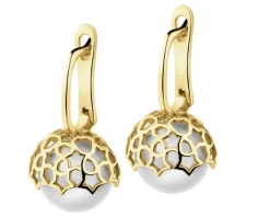 Złote kolczyki z perłą - gwiazdy