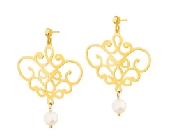 Złote kolczyki z perłami