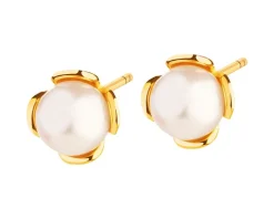Złote kolczyki z perłami