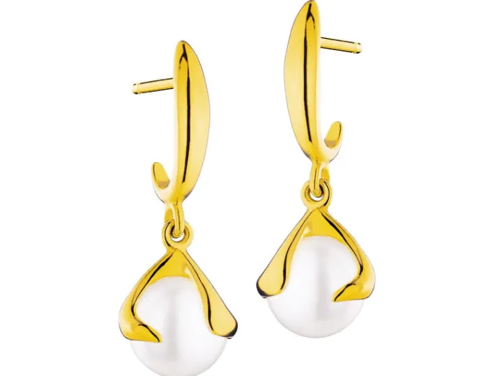 Złote kolczyki z perłami