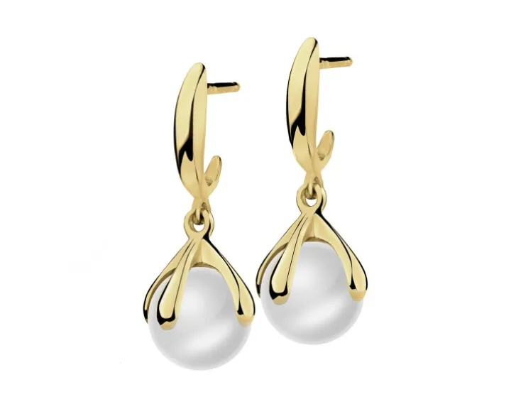 Złote kolczyki z perłami