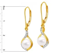 Złote kolczyki z perłami i cyrkoniami