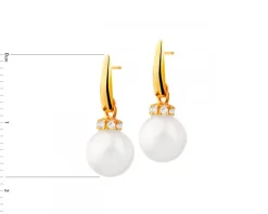 Złote kolczyki z perłami i cyrkoniami
